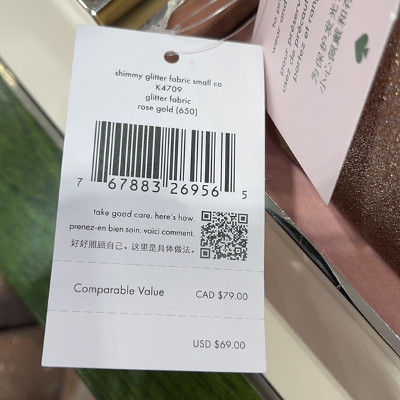 Kate Spade Shimmy glitter fabric cosmetic makeup bag - Picture 6 of 6